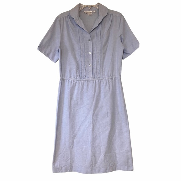 Vintage Kenny Classics Soft Blue Button Down Dress Sz Large - Picture 1 of 9